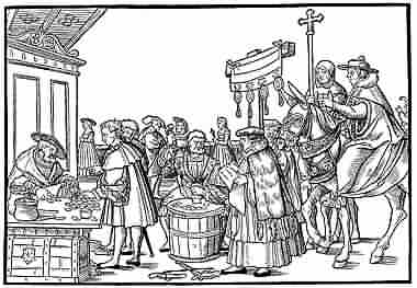 Selling Indulgences - Wood engraving